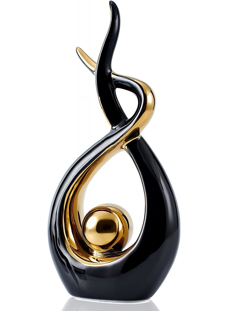 ALMiHomi Modern Abstract Ceramic Statue Home Decor – Black & Gold Table Sculpture for Living Room, Office & Dining Table Centerpiece, Luxury Decorative Figurine - Image 2